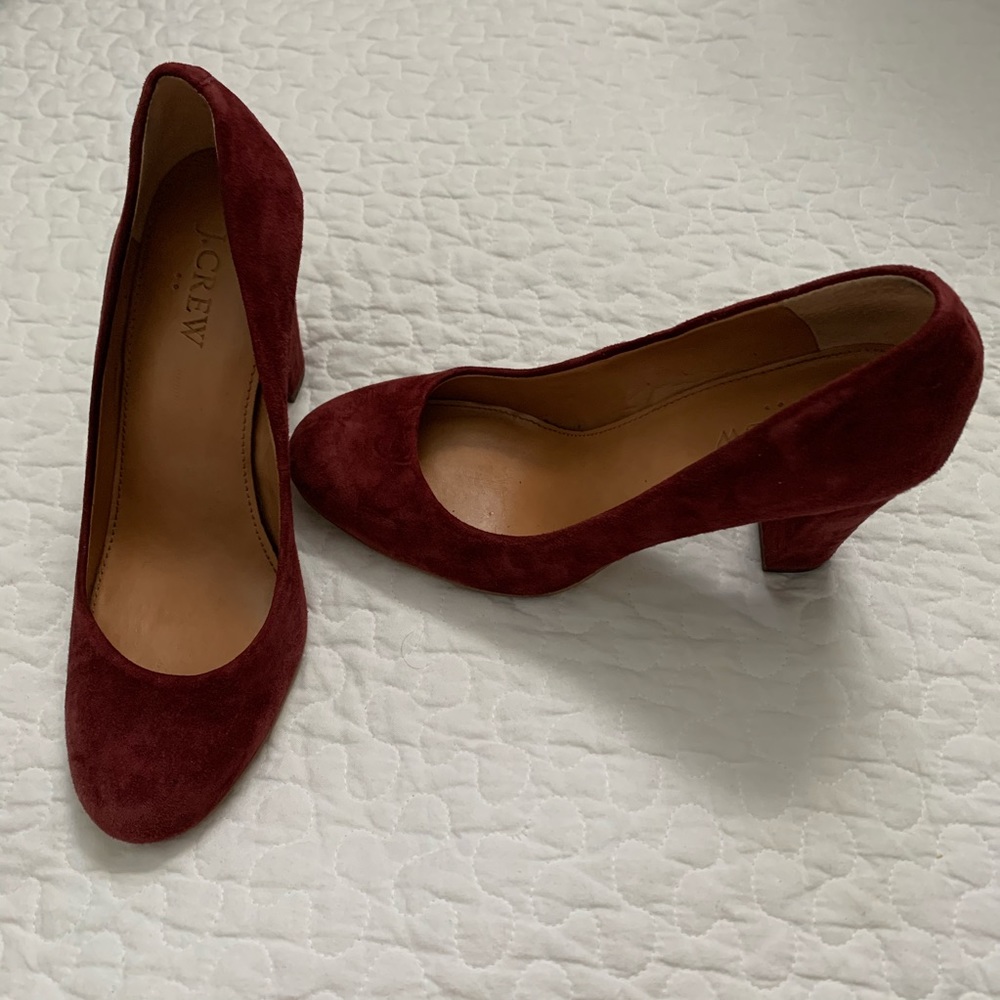 J Crew Burgundy Micro-suede Heels
